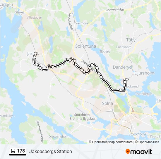 Bus 178 Route Map 178 Route: Schedules, Stops & Maps - Jakobsbergs Station (Updated)