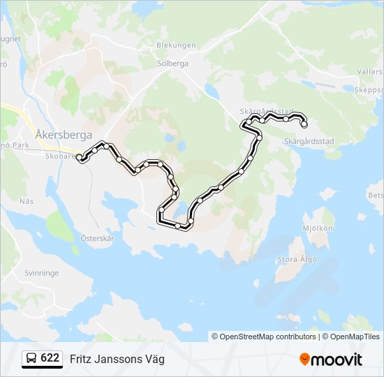 622 bus Line Map