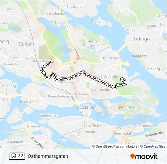 72 Bus Line Map