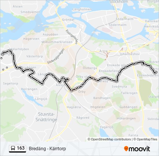 163 bus Line Map