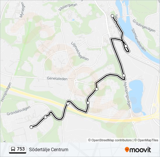 753 bus Line Map