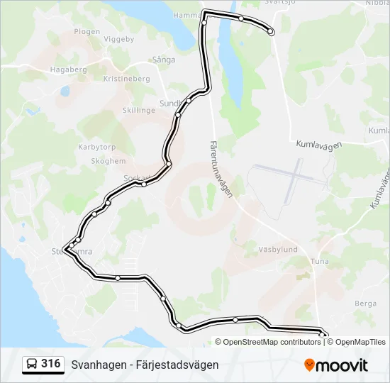 316 Bus Line Map