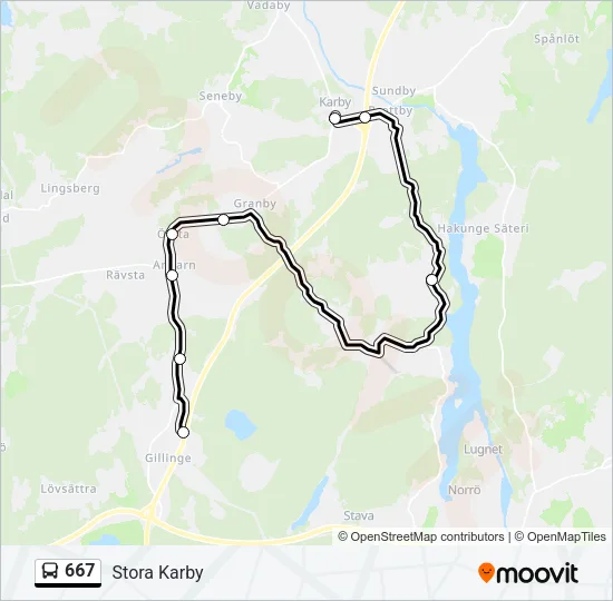 667 Bus Line Map