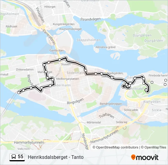 55 Bus Line Map