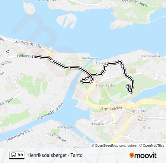 55 Bus Line Map
