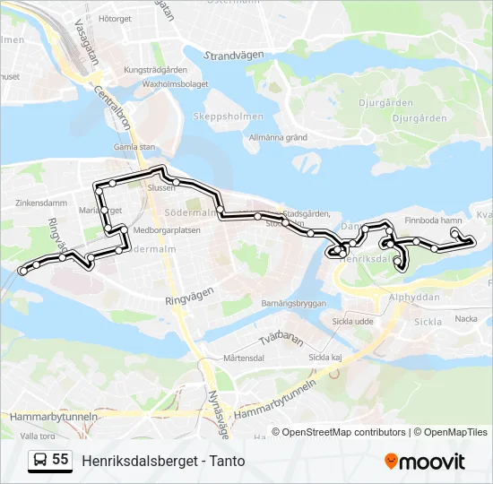 55 Bus Line Map