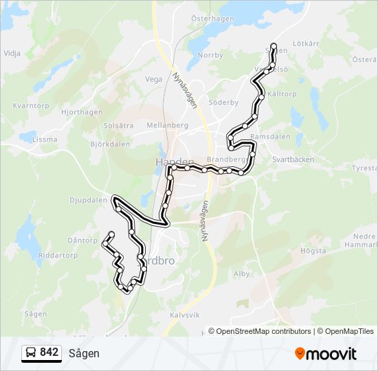 842 bus Line Map