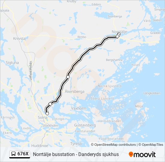 676X bus Line Map