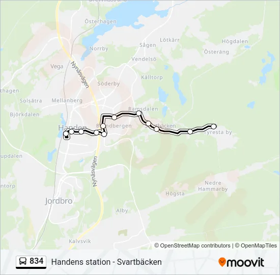 834 Bus Line Map