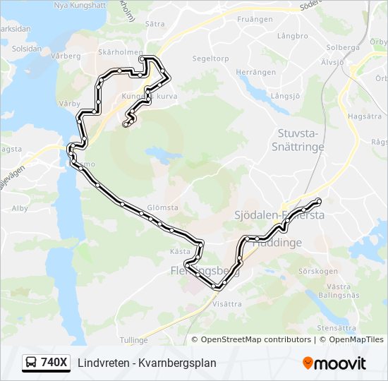 740X bus Line Map