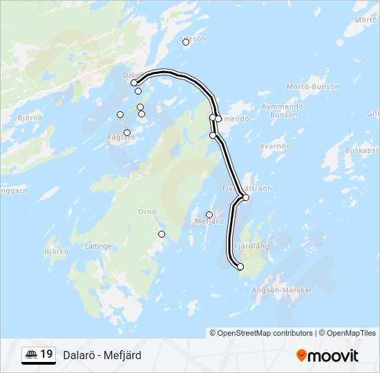 19 färja Linje karta