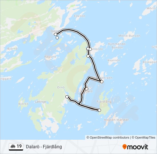 19 färja Linje karta