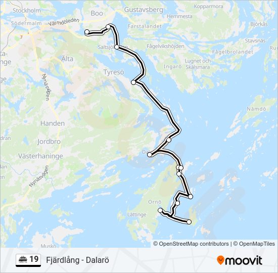 19 färja Linje karta