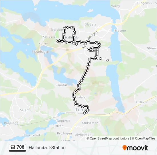 708 Bus Line Map