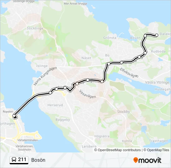 211 Bus Line Map