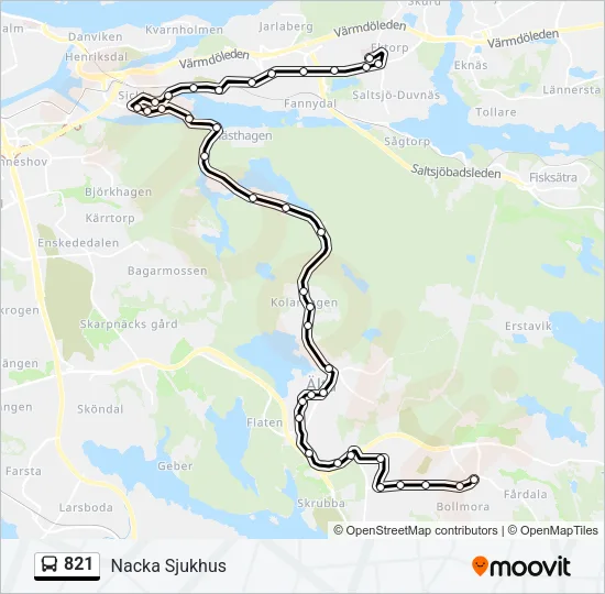 821 Bus Line Map