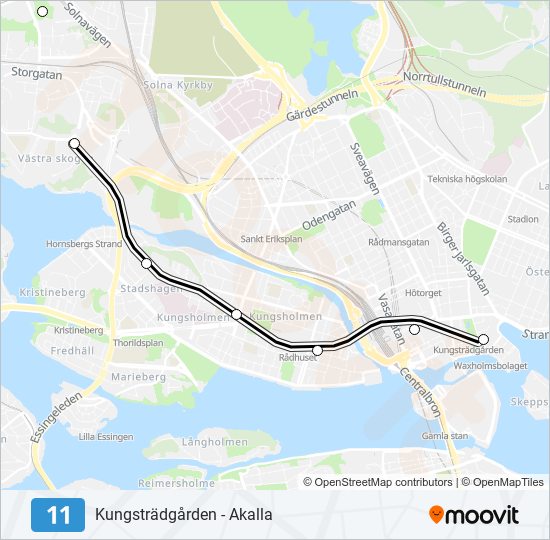 11 tunnelbana Linje karta