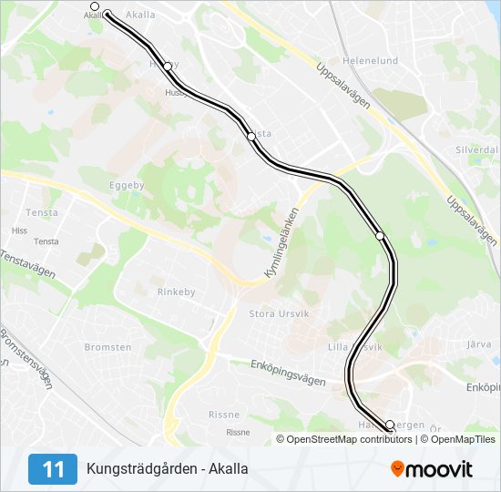 11 tunnelbana Linje karta