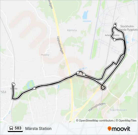 583 Bus Line Map