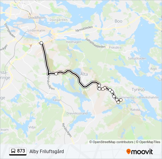 873 bus Line Map