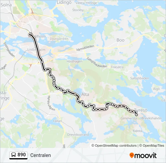 890 Bus Line Map