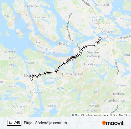 748 Route: Schedules, Stops & Maps - Liljeholmen (Updated)