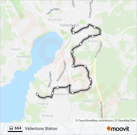 664 Bus Line Map