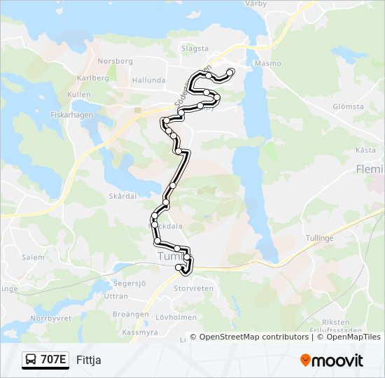 707E bus Line Map