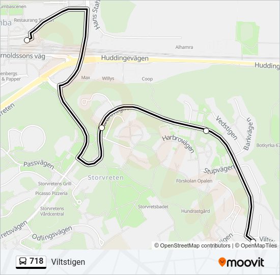 718 Bus Line Map