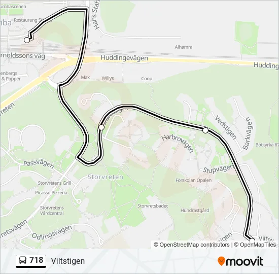 718 Bus Line Map