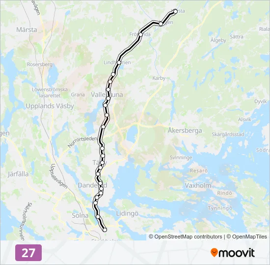 27 spårväg Linje karta