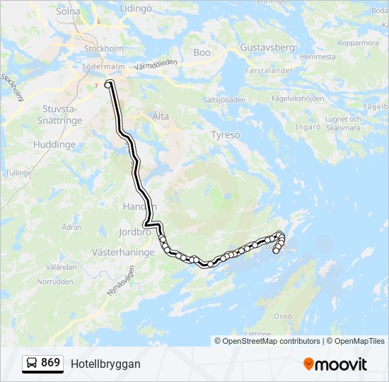 869 bus Line Map