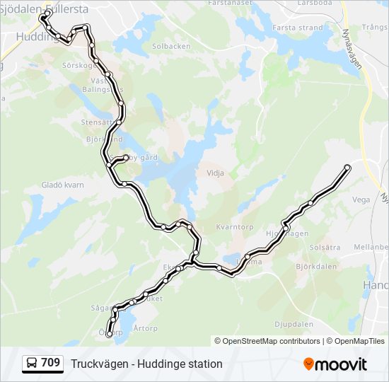 709 bus Line Map