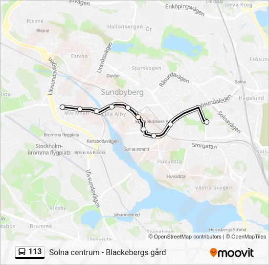 113 Bus Line Map