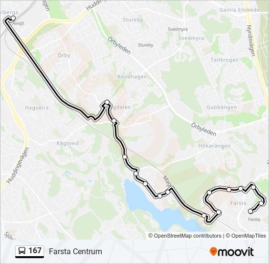 167 bus Line Map