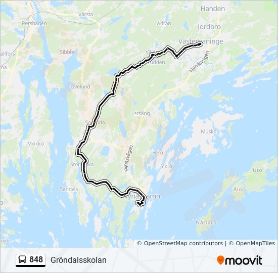 848 bus Line Map