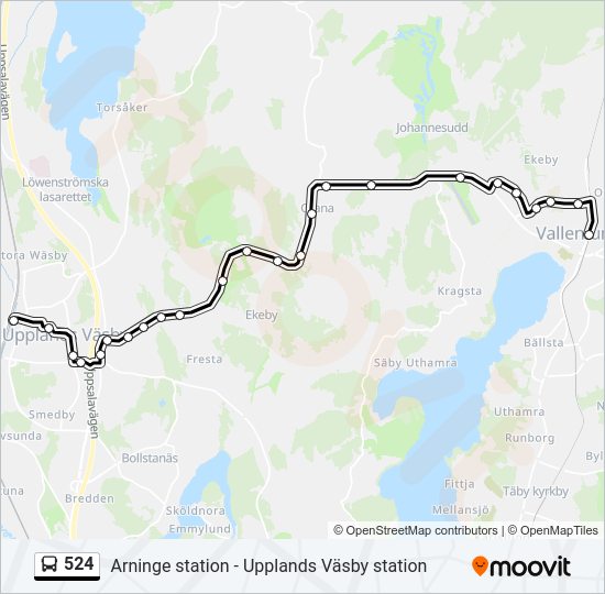 524 bus Line Map