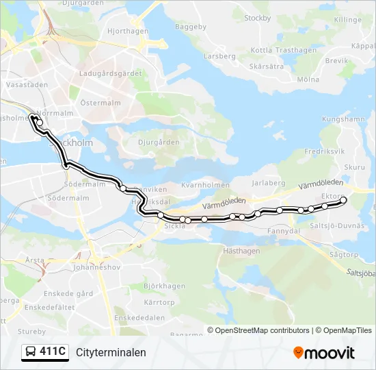 411C Bus Line Map