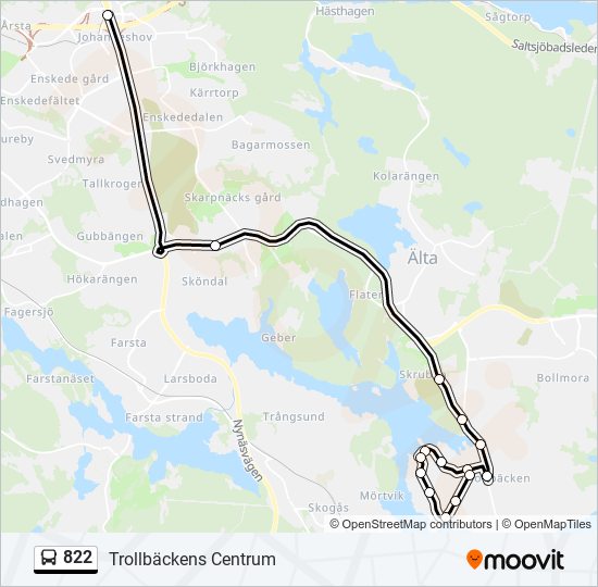822 Route: Schedules, Stops & Maps - Trollbäckens Centrum (Updated)