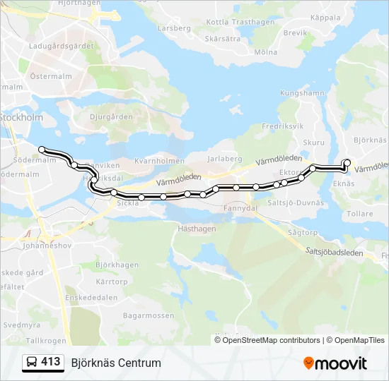 413 Bus Line Map
