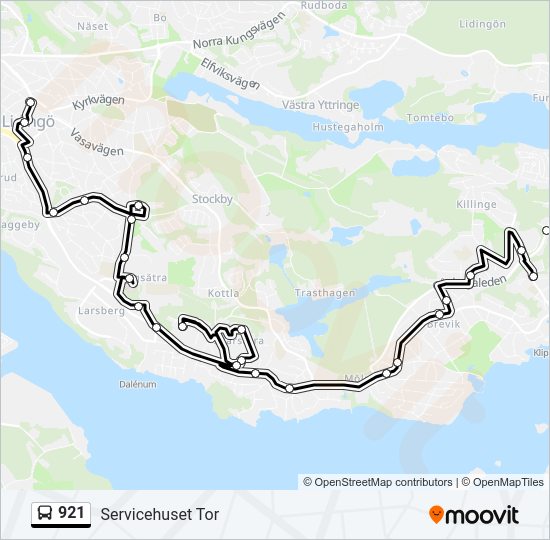 921 bus Line Map