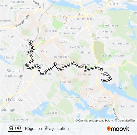 143 bus Line Map