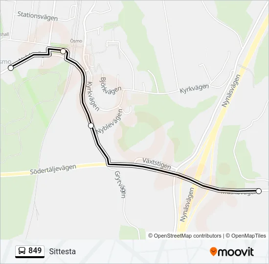 849 Bus Line Map