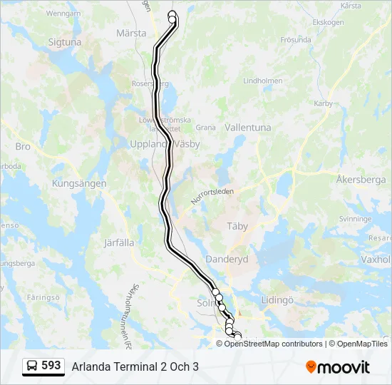 593 Bus Line Map