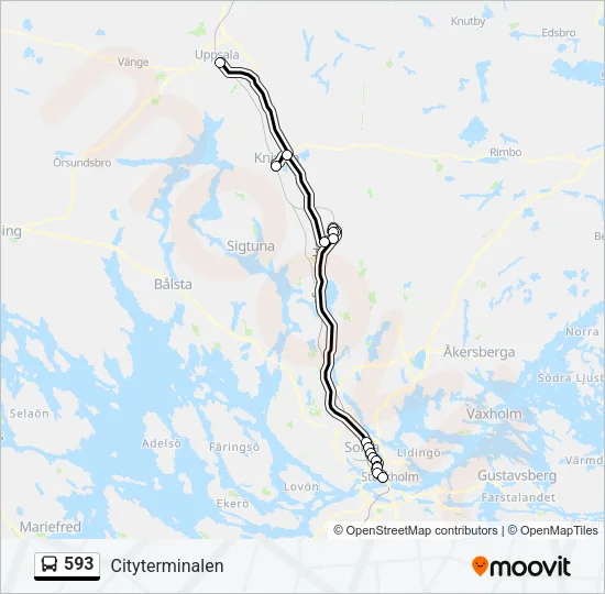 593 Bus Line Map
