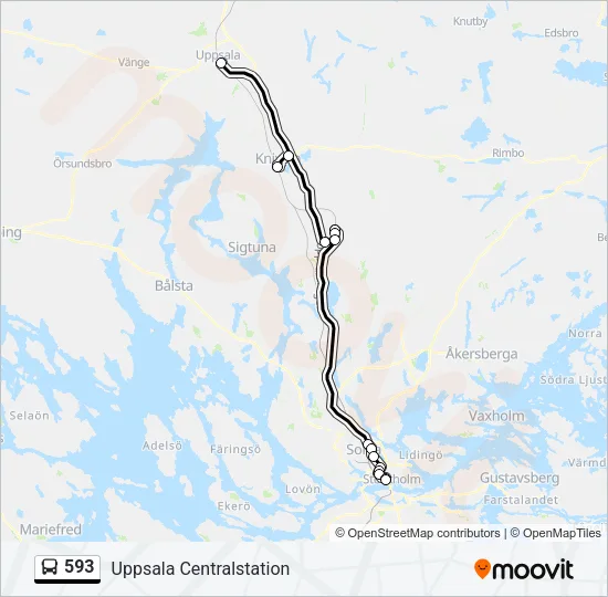593 Bus Line Map
