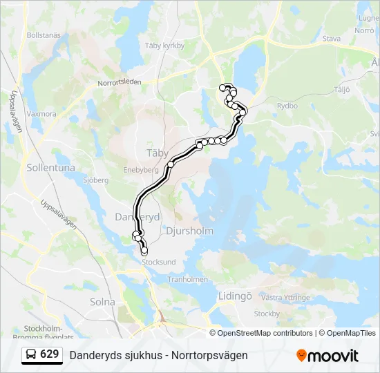 629 Bus Line Map