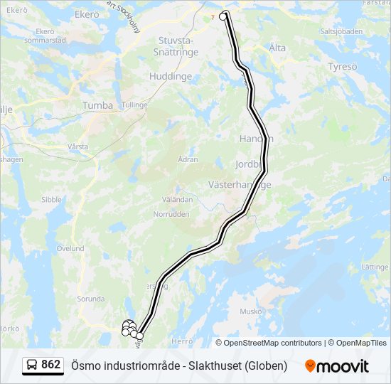 862 Route: Schedules, Stops & Maps - Slakthuset (Globen) (Updated)