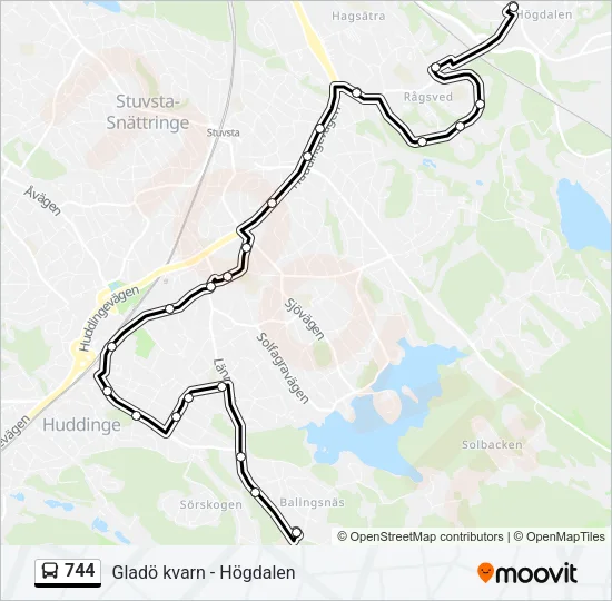 744 Bus Line Map