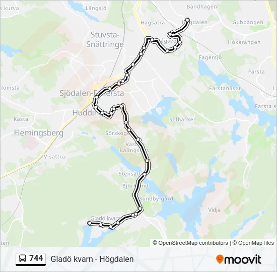 744 Bus Line Map